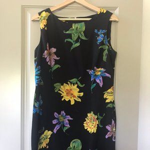 Vintage Fitted Black with Bold Floral Dress